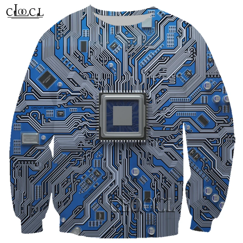 

HX Metal Electronic Chip New Style 3D Print Men Women Fashion Hip Hop Long Sleeve Tracksuit Harajuku Pullover Tops Drop Shipping