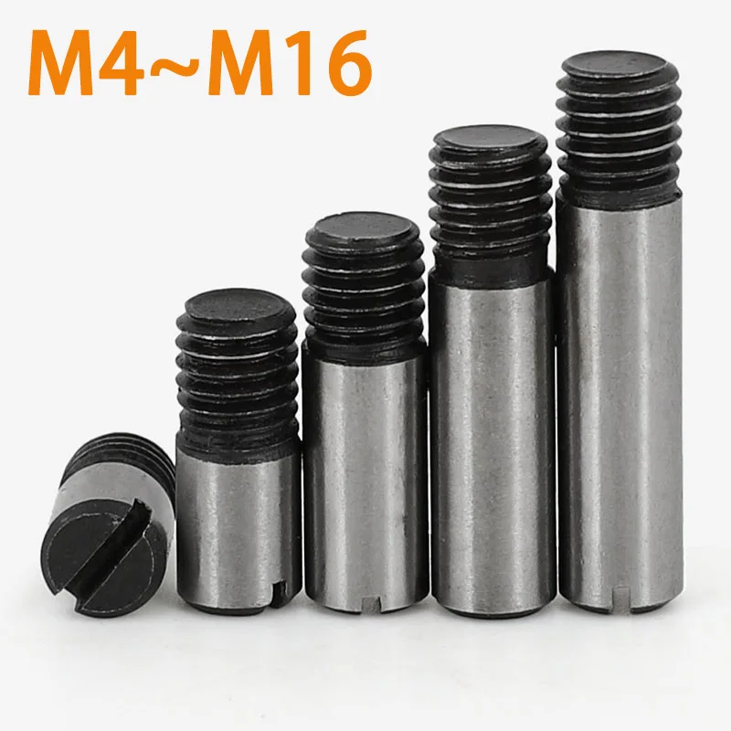 

Carbon Steel Black M4 M5 M6 M8 M10 M12 M16 Slotted Cylindrical Pin Dowel External thread Locating Pin 45# Steel GB878
