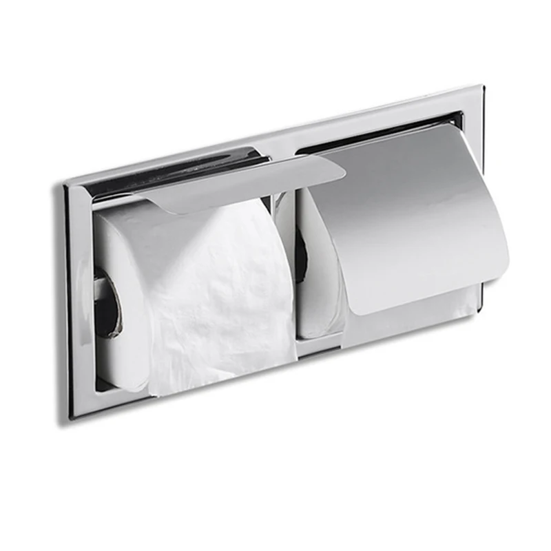

Recessed Toilet Paper Support Stainless Steel Toilet Paper Holder Wall Roll Holders Tissue Box Cover Toilet Roll Holder