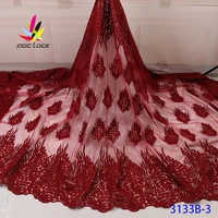 sequin bridal red wine fabric lace african french nigerian latest design burgundy color african popular high quality good price