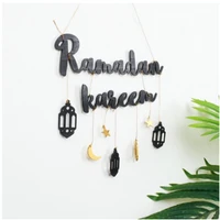 eid mubarak ramadan kareen decor moon and star alphabet pendant wooden craft for home door hanging decor