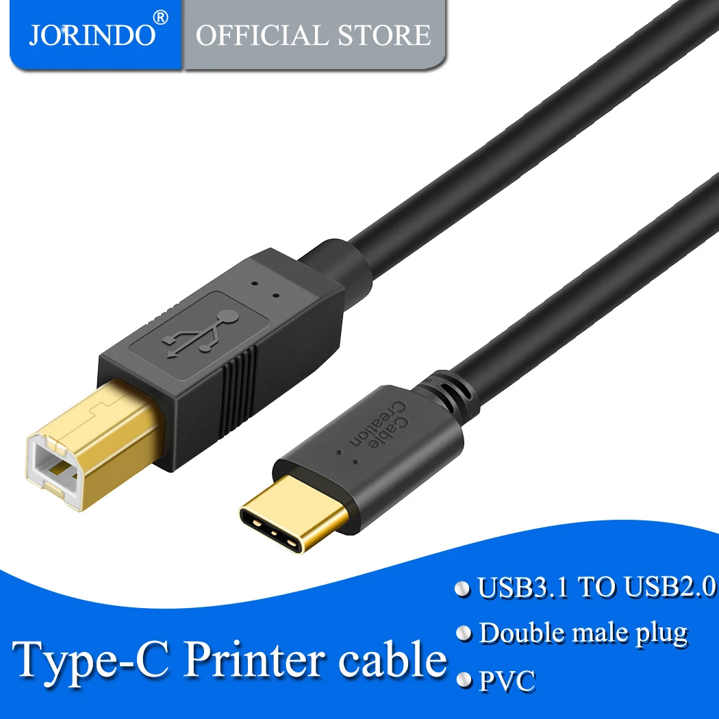 USB C к B Кабель для принтера 6 Футов jorinдо 2 0 Type кабелю типа совместимый с MacBook Pro HP Canon