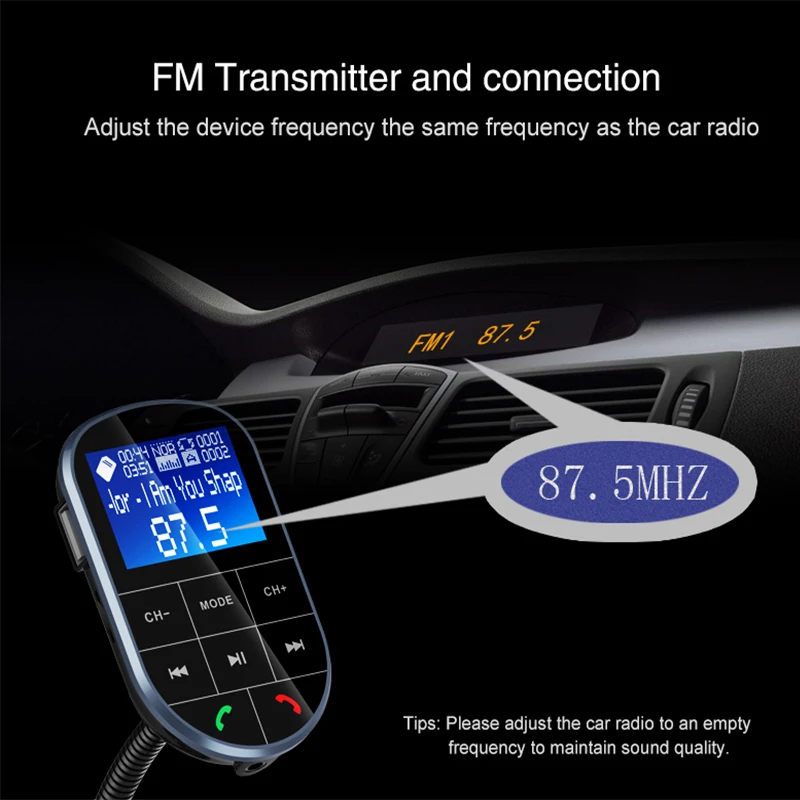 FM модулятор Bluetooth 4,2 MP3 музыкальный плеер Автомобильный комплект fm-передатчик Bluetooth радио передатчик AUX модулятор двойной usb зарядка