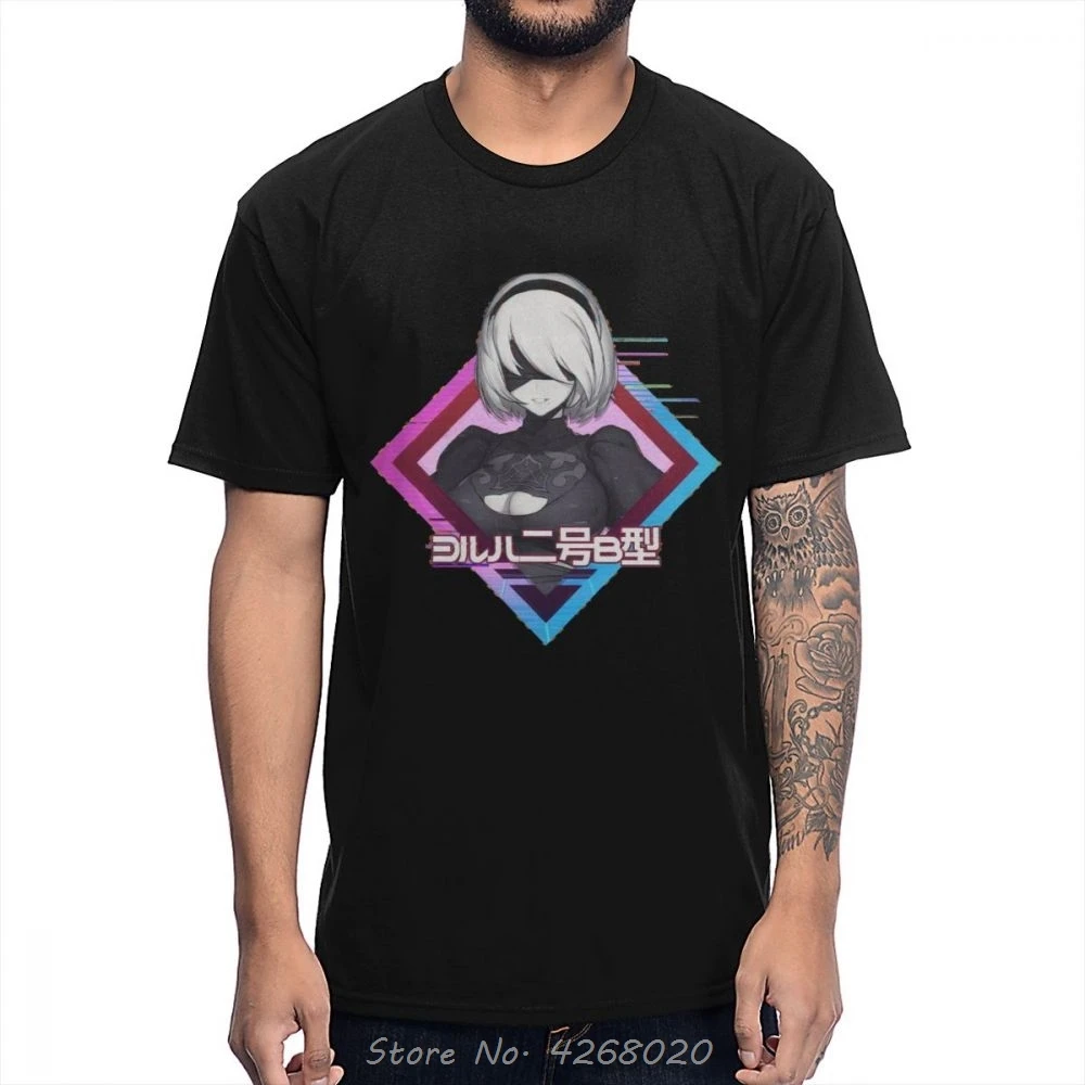 Футболка мужская из хлопка пикантная тенниска аниме Game NieR Automata повседневный топ