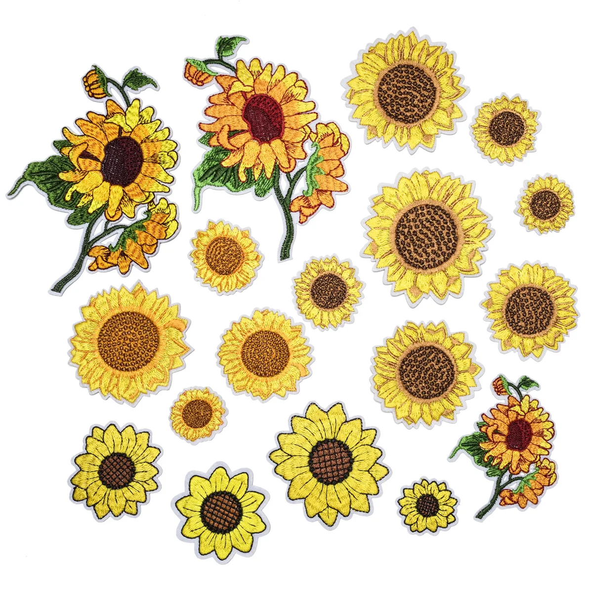 

18Pcs sunflower Series For Clothes Iron on Embroidered Patches For Hat Jeans Sticker Sew-on DIY Patch Applique decor Badge