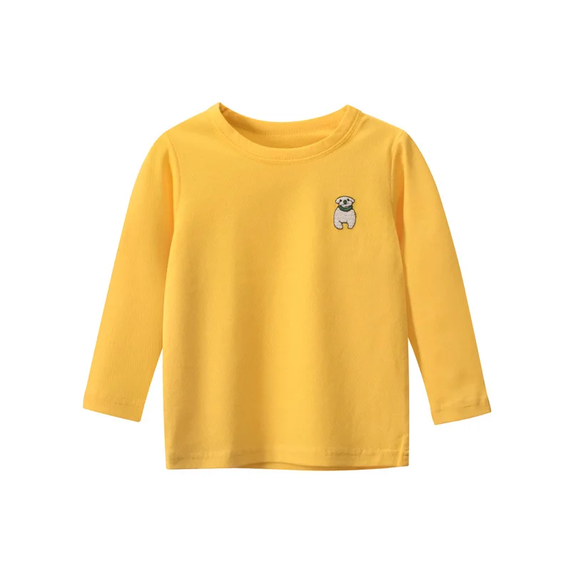 

Children's Clothing Autumn Winter New Boys Pure Cotton Long-sleeved T-shirt Solid Color Kids Bottoming Shirt Baby Clothes