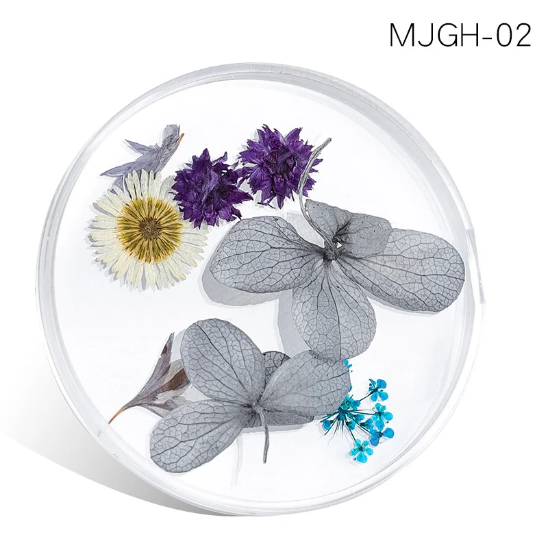 MJGH 02 Сушеные цветы, листья, украшения для ногтей, Микс, натуральный цветочный гипсофиловый стикер, 3D, сухая красота, наклейки для ногтей, УФ Гель-лак, маникюр - Цвет: MJGH 02