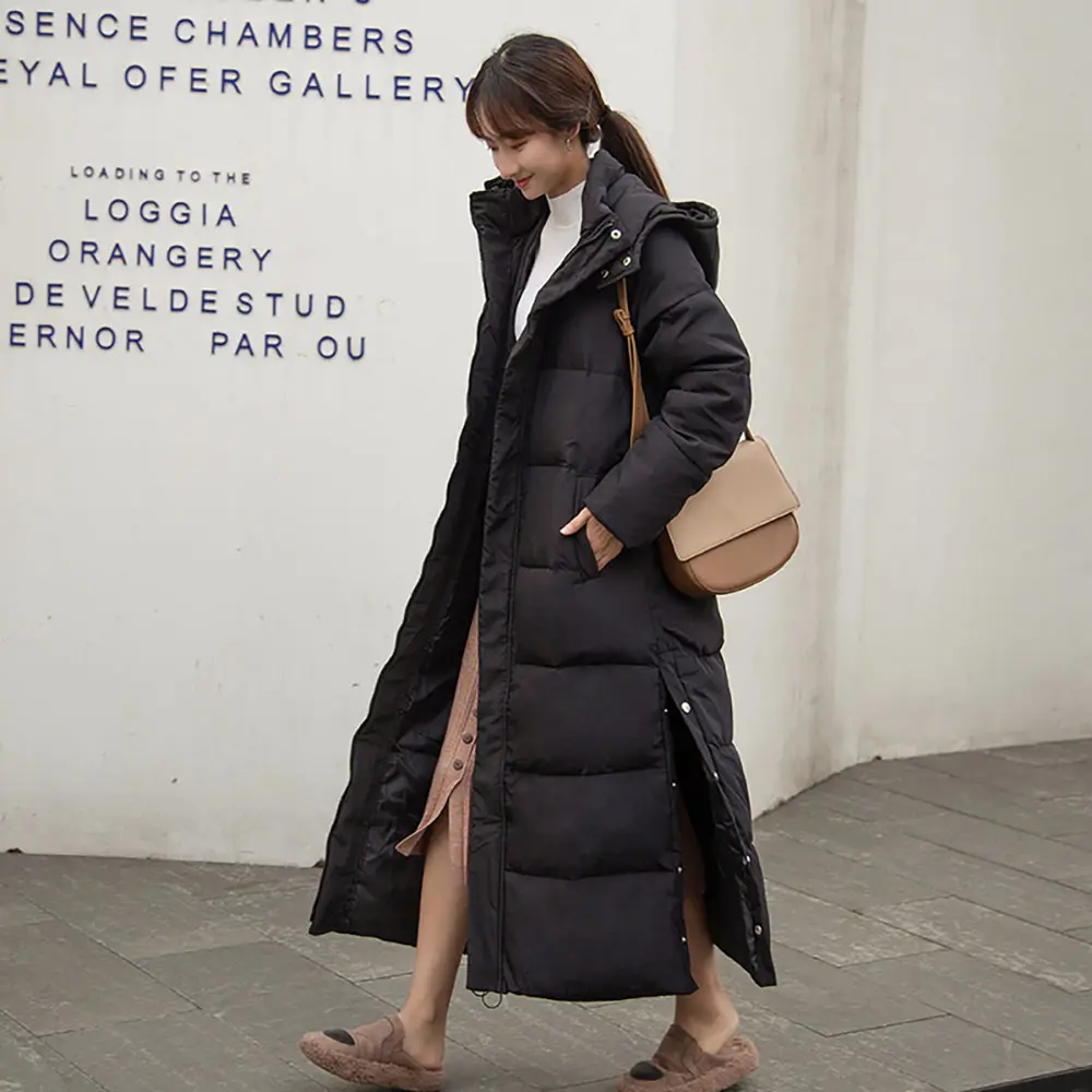 PinkyIsBlack 2022 New Winter Women Jacket X-long Hooded Cotton Padded Female Winter Coat Womens Parka High Quality Warm Outwear