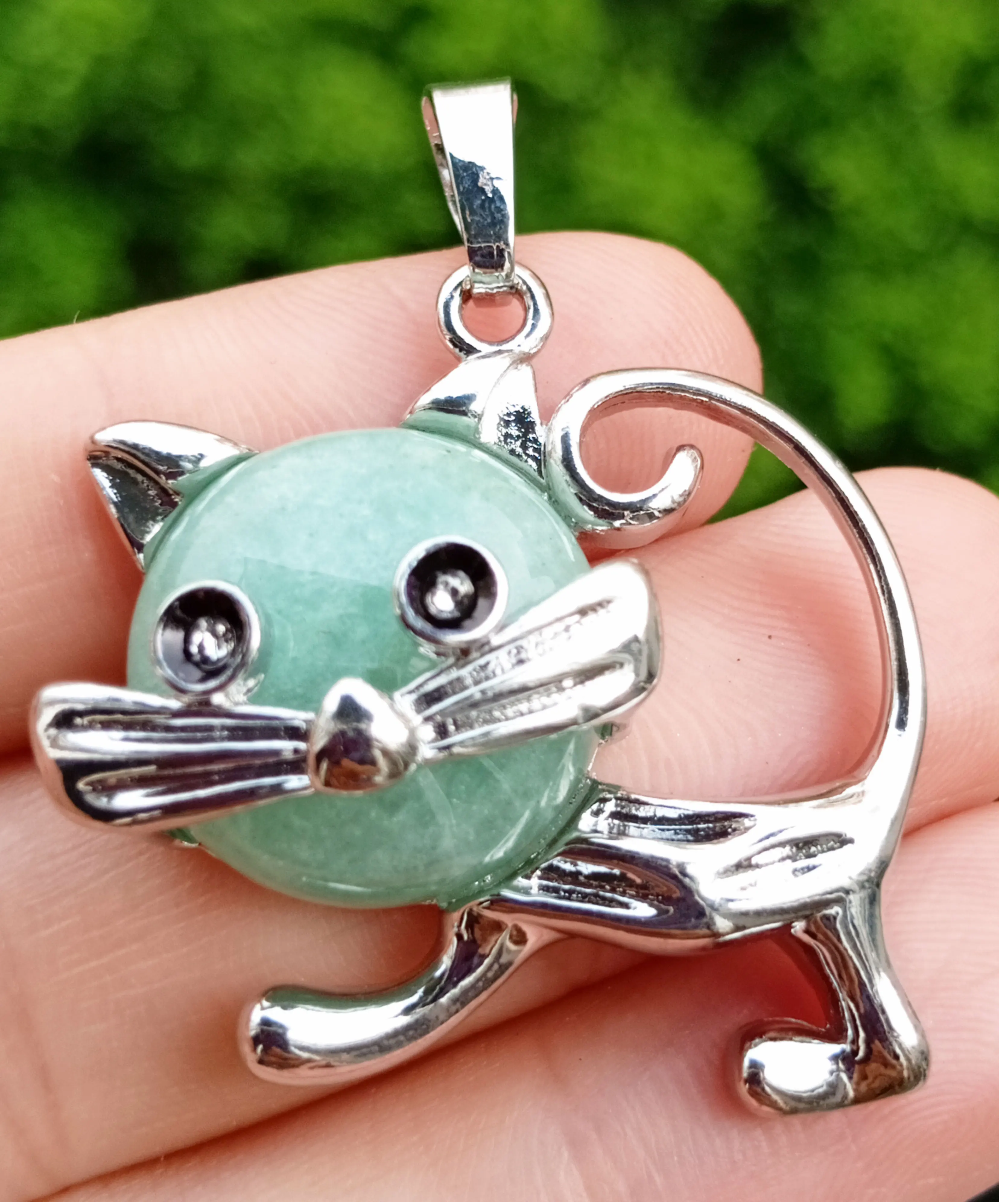 Милый камень авантюрин подвеска с кошкой драгоценные бусы из драгоценных камней