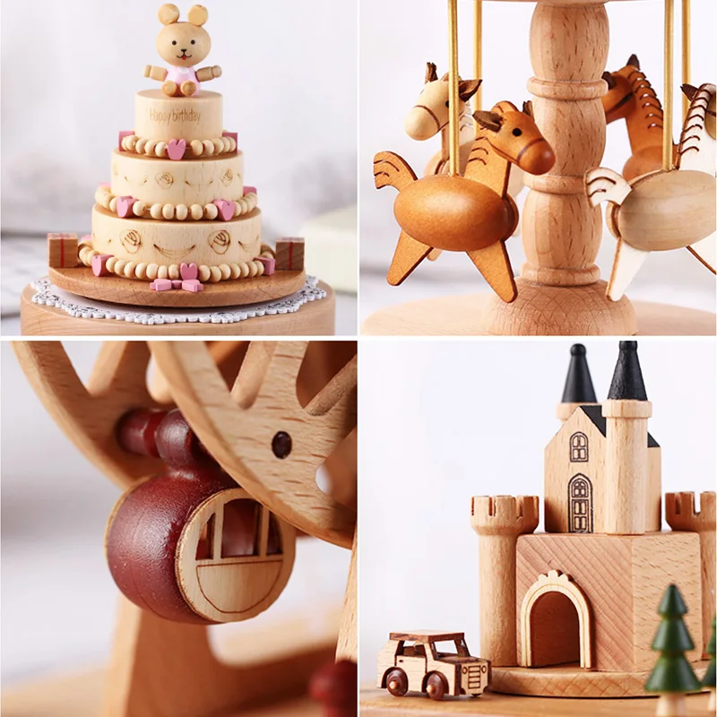 Деревянная музыкальная шкатулка для девочек заводное ремесло подарок орнамент