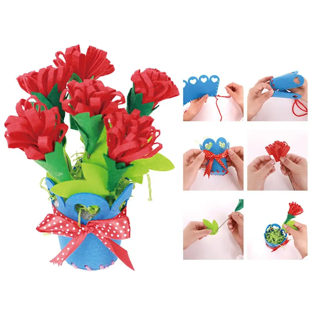 

DIY Non-woven Flowers Pot Sunflower Handmade Sewing Educational Kids Toy Wedding Decor DIY Sewing Craft Supplies