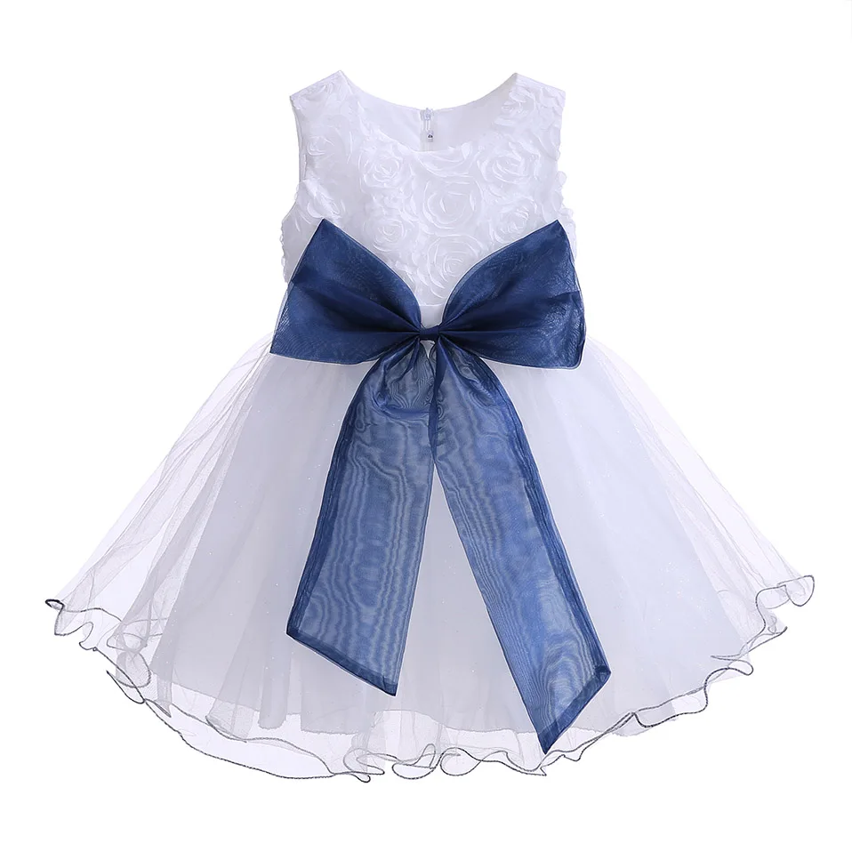 Cuestyles White Girls Party Dresses Lace Baby Flower Dress For Wedding With Bows Children Boutique Clothing | Детская одежда и
