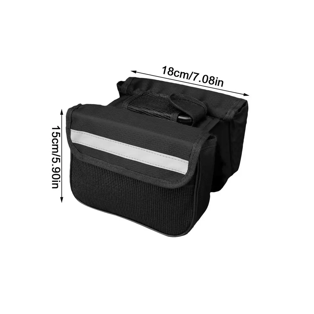

Bicycle Front Beam Bag Cycling Bike Frame Front Tube Bag Waterproof Phone Holder Bag With Double Pouch Pannier Saddle Bag