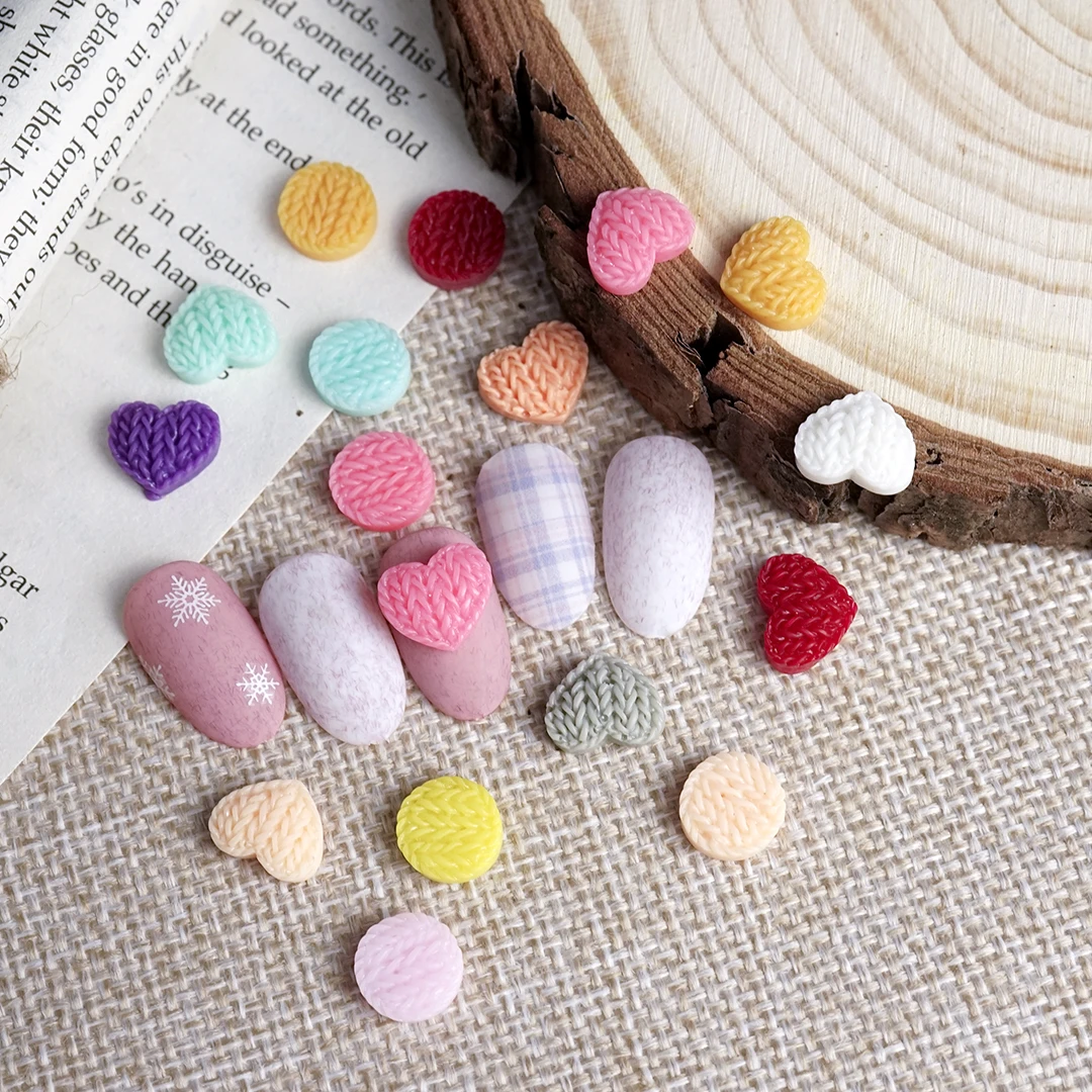 

Heart Nail Charms Colorful Cute Sweater Heart Nail Art Decorations Accessory Soft Nail Art Candy Jewelry Manicure Accessories