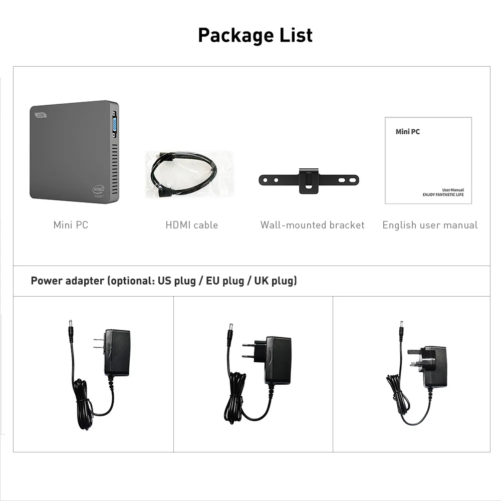 J36 V J3160 Мини ПК Windows 10 Intel Celeron 4 Гб + 64 расширяемый 1 ТБ 2 5 дюйма HDD ГГц/5 8 ггц WiFi BT4.0 USB3.0