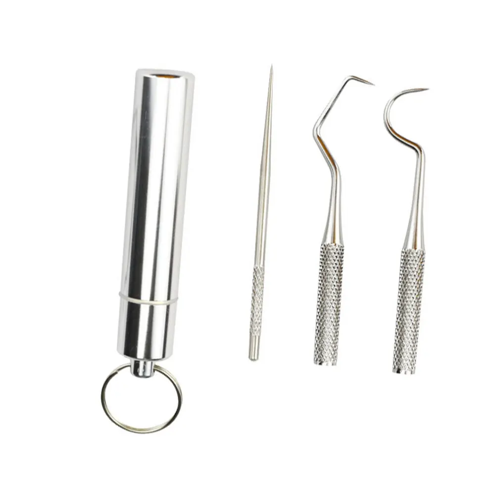 

1 Set Portable Toothpick Stainless Steel Toothpick with Toothpick Storage Box