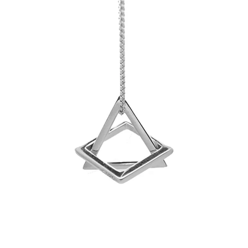

POPULAR INTERLOCKING SQUARE TRIANGLE PENDANT FOR MEN Women STAINLESS STEEL MODERN TRENDY GEOMETRIC STACKING STREETWEAR NECKLACE