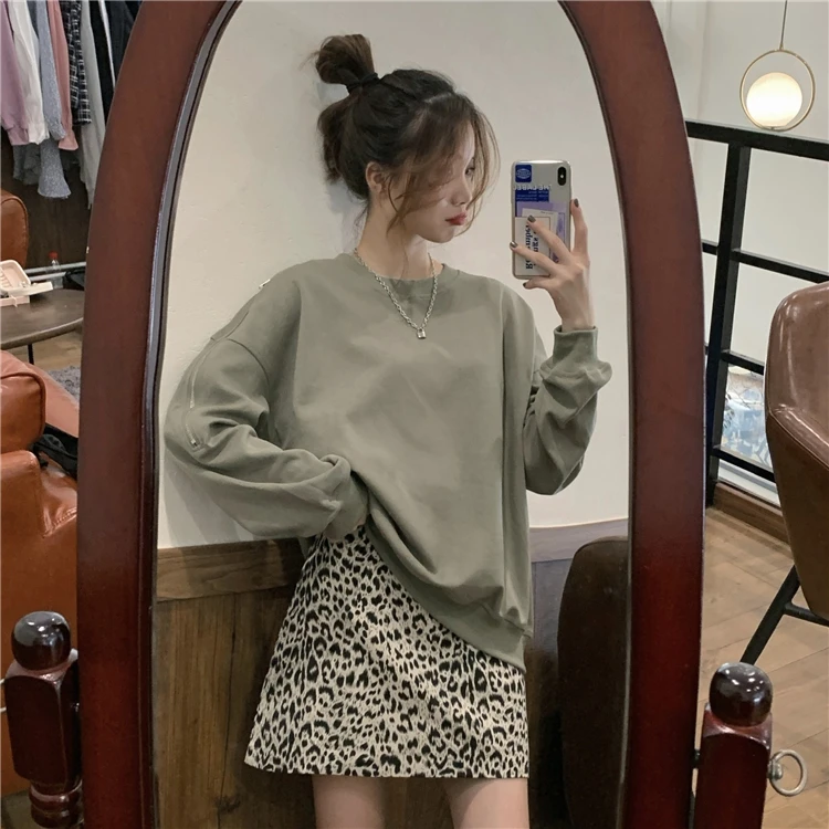 

5243 Autumn Korean version 2021 new design sense zipper strapless hatless popular thin Sweatshirts women