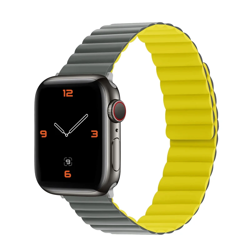 Silicone Link strap For Apple watch band 5 6 44mm 40mm 38mm 42mm Correa watchabnd Magnetic Loop bracelet iWatch seires 5 4 6 SE