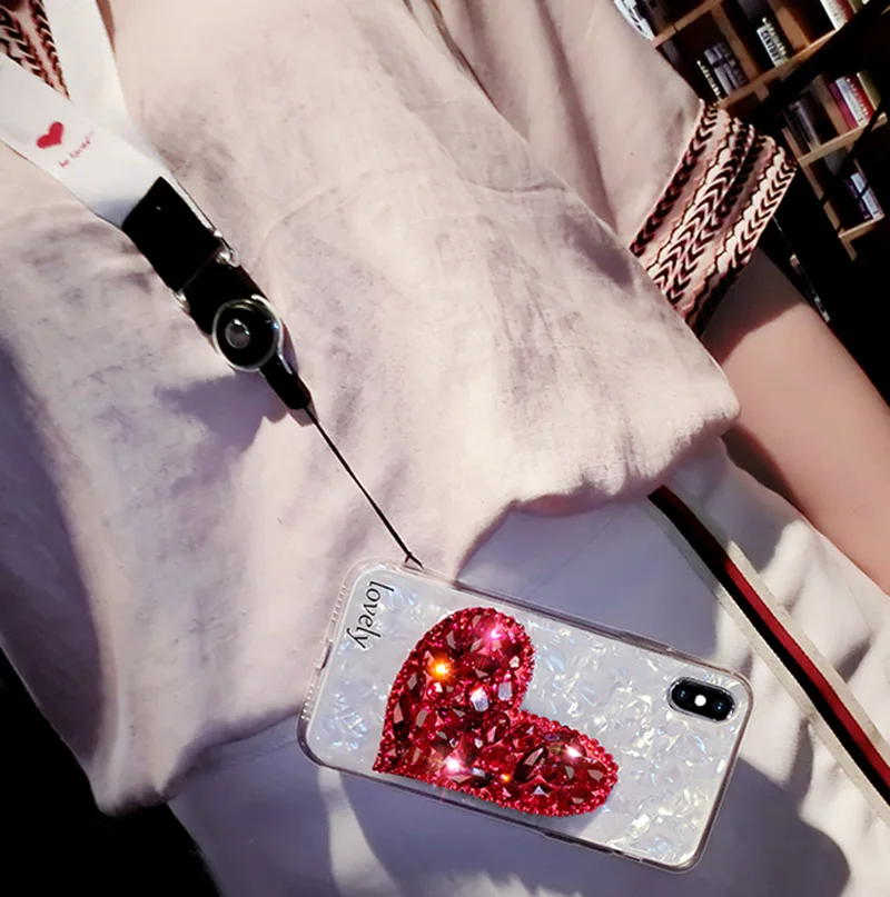 

Signalshin For Huawei Honor 30 V20 X10 9X 20 30s Mate30 Pro Soft IMD Shell Pattern Retro Red Heart Diamond Phone Case Back Cover