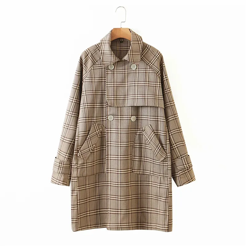 

Vogue winter stylish plaid women think long jackets outwear chic lady long sleeve cascade oversize woolen jacket coats femme