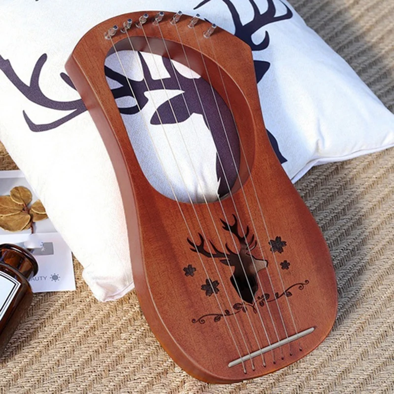 

7-String Lyre Harp Mahogany Solid Wooden Metal Strings Stringed Instruments