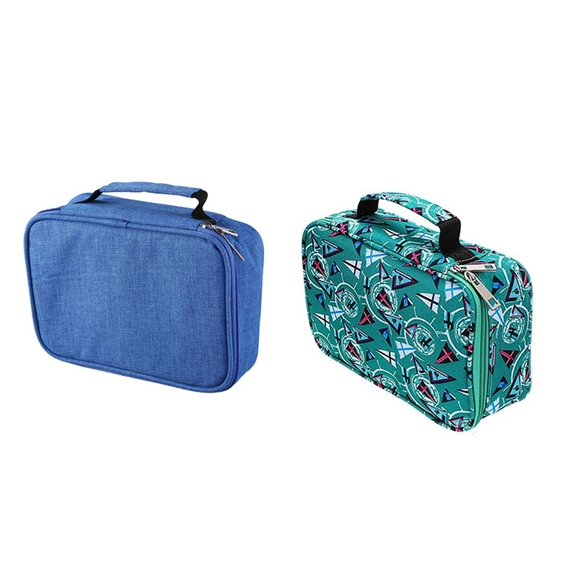 

2 Pcs School Pencil Cases for Girls Boy Pencil Case 72 Holes Pen Box Multifunction Storage Bag Case, Blue & Green