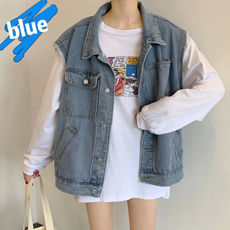 

Popular Denim Vest Women 2021 Spring Style Loose Cardigan Top Sleeveless Waistcoat Outerwear Trendy Rac