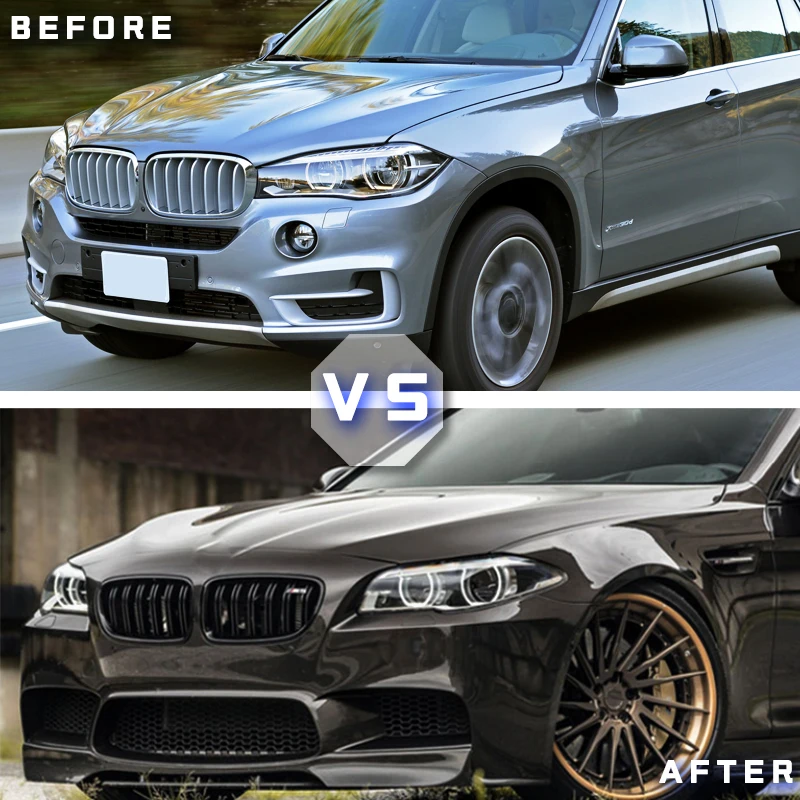 

2Pcs Gloss Car Front Grille Wide Kidney Grille Grill For BMW 5 Series F10 F18 2010-2017 Front Bumper Grille