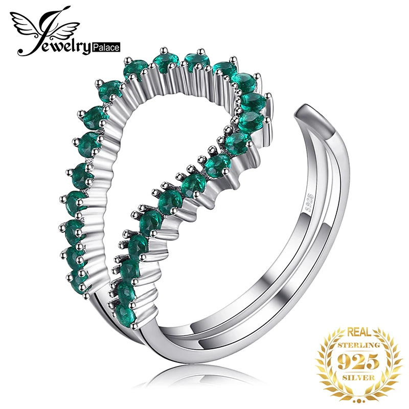 JewelPalace имитация Nano Изумрудное кольцо 925 пробы Серебряные кольца для Для женщин