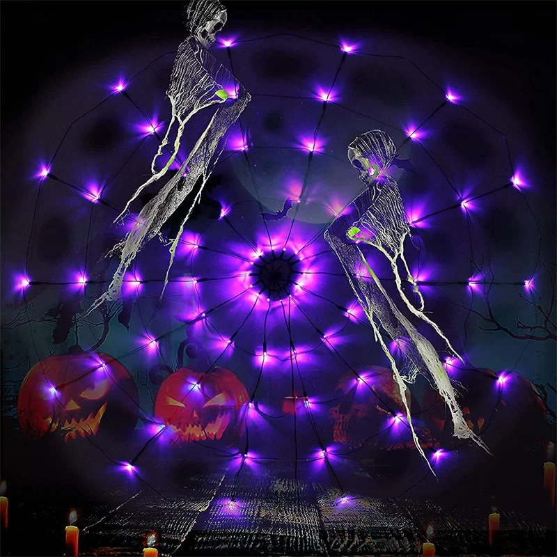 

Luminous Spider Web Halloween Ghost Festival Theme Decoration LED Lights 3.6 Feet Halloween Event Interior Decor Spider Web Lamp