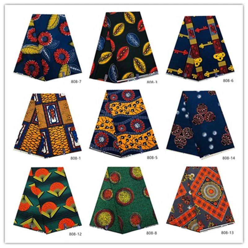 

2021 Newest 100% Polyester Ankara African wax cloth guaranteed veritable real wax prints fabric African patchwork textile 808