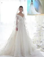 tulle plus size ziad nakad beaded lace applique long sleeve off shoulder bridal gown sweep train crystal bespoke wedding dresses