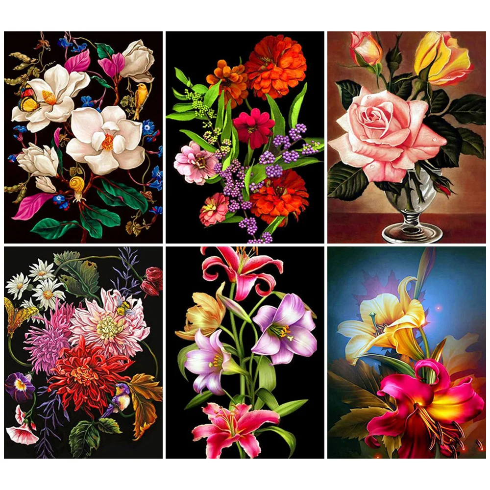 

Алмазная живопись Huacan, картина с квадратными цветами 5D «сделай сам», семейная вышивка, набор для украшения дома