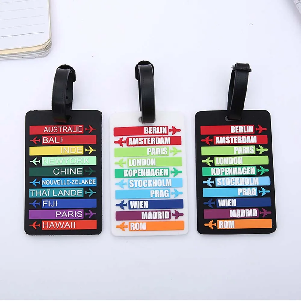 

Travel Accessories Worldwide City Name Luggage Tag Fashion PVC Suitcase ID Address Holder Baggage Boarding Tag Portable Label