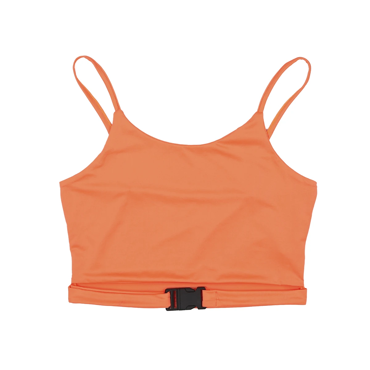 

Women Crop Top Summer Front Buckle Deep O neck Hole Sleeveless Casual Solid Color Tank Top