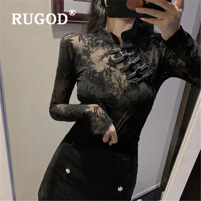 Кружевная блузка RUGOD в Корейском стиле с вышивкой 2019|Футболки| |