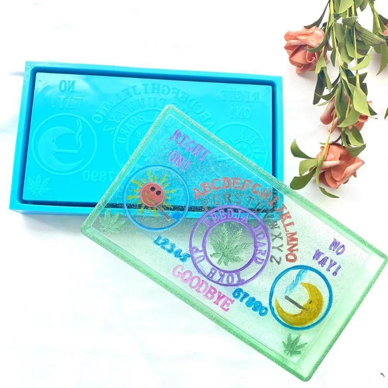 

Sun Moon Letters Tray Epoxy Resin Mold Jewelry Cosmetic Box Silicone Mould DIY Crafts Storage Box Decorations Casting Tools