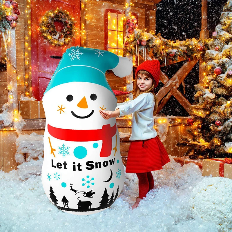 

Foldable Cute Cartoon Snowman Christmas Inflatable Tumbler PVC Santa Props Sandbag Toy for Country Christmas Decorations 2021