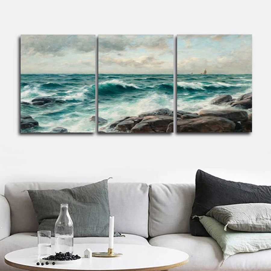 Картина из страз 5d &quotМорская волна&quot природный пейзаж квадратная круглая