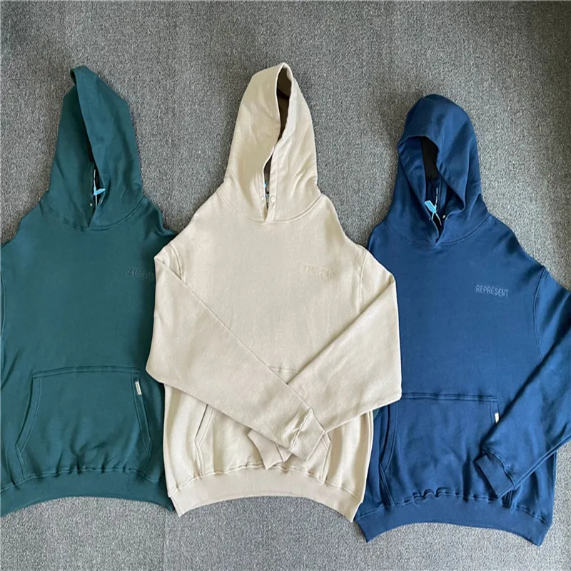 

Vintage Represent Hoodie Men 1:1 Best Quality 2021FW Embroidered Represent Logo Women Hoodie Solid Sweatshirt Oversize Pullovers