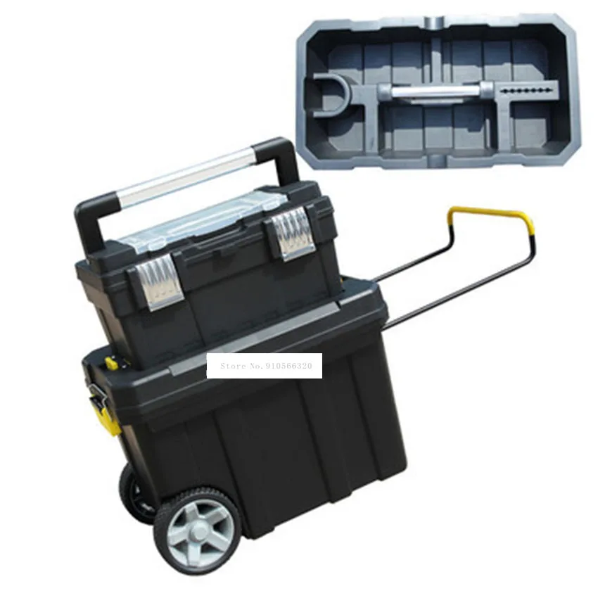 Multi-functional Trolley Tool Box Household PP Plastic Hardware Toolbox Movable Large Plastic Toolbox Thickened With Wheels
