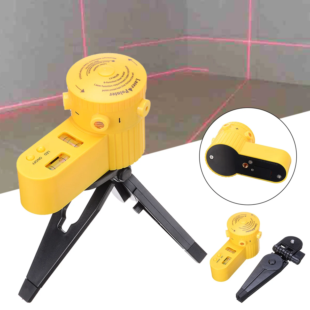 

1PC Multifunctional LED Laser Leveler Vertikal Horizontal Cross Line Tool Laser with Tripod Point Indicator
