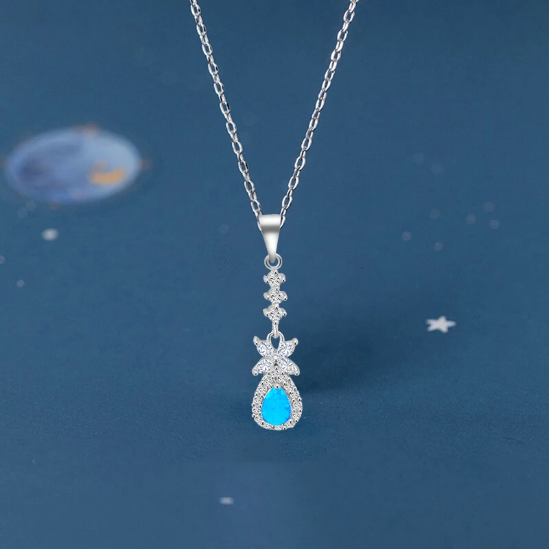 Plant style Cheap online High quality Blue Fire Opal Silver Stamped Pendants for women Wedding Party Fashion jewelry OP357 | Украшения и