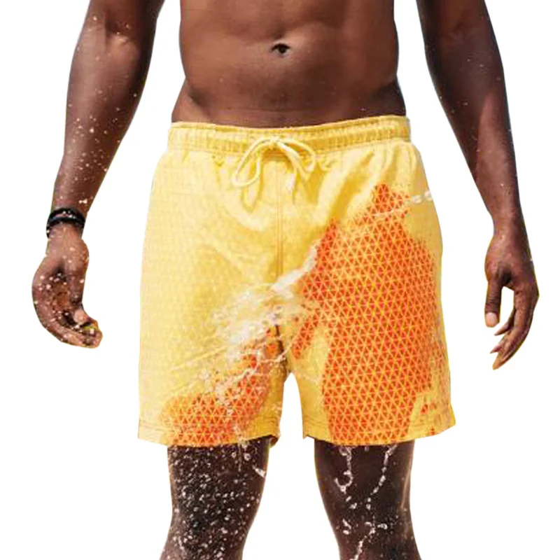 

Summer Color-Changing Beach Pants Men's Tie-Dye Swimwear Beach Pants Warm Color-Changing Shorts Swimming Surfboard Shorts