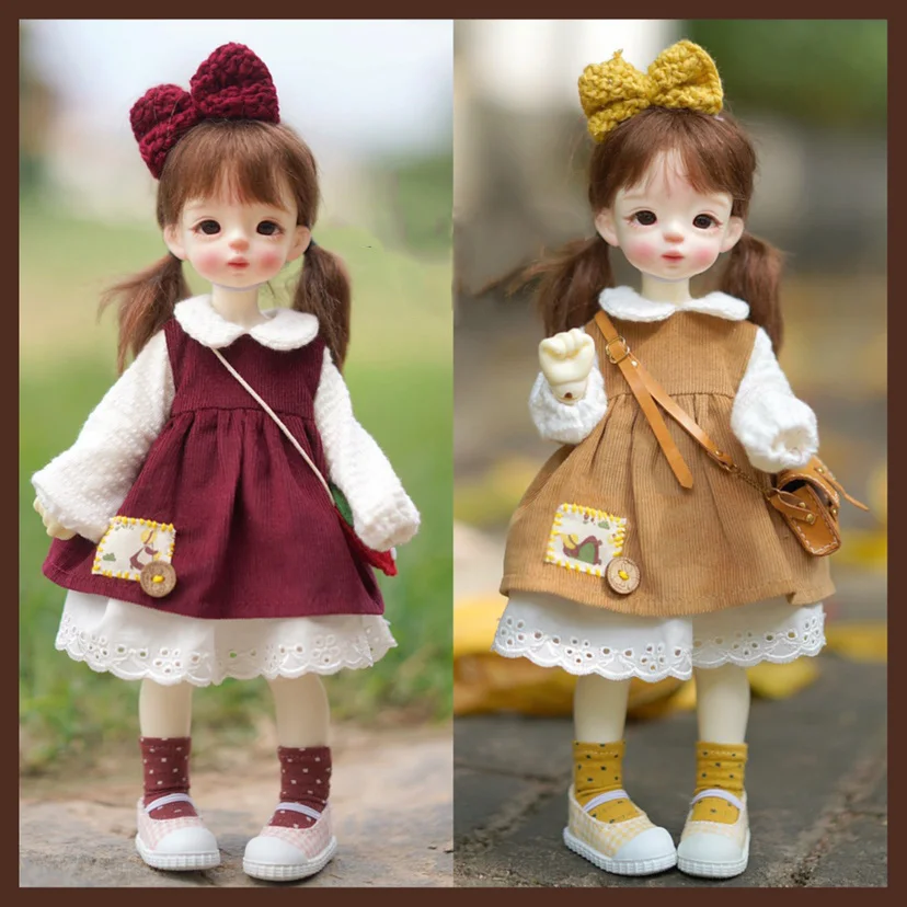 

Одежда для куклы BJD, подходит для куклы YOSD размера 1-6, аксессуары для одежды, Вельветовая красная желтая юбка, аксессуары