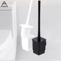 Black Toilet Brush with Holder Plastic Wall-mounted Corner Brushes Modern Bathroom Cleaning Tool Set Washing Accessories