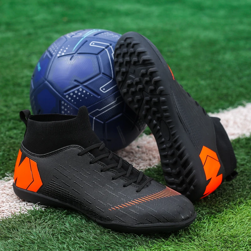 Turf black ZHENZU, мужские футбольные бутсы для мальчиков, белые, черные, футбольные бутсы, детские бутсы, спортивные кроссовки, европейские размеры 35-44 - Цвет: Turf black