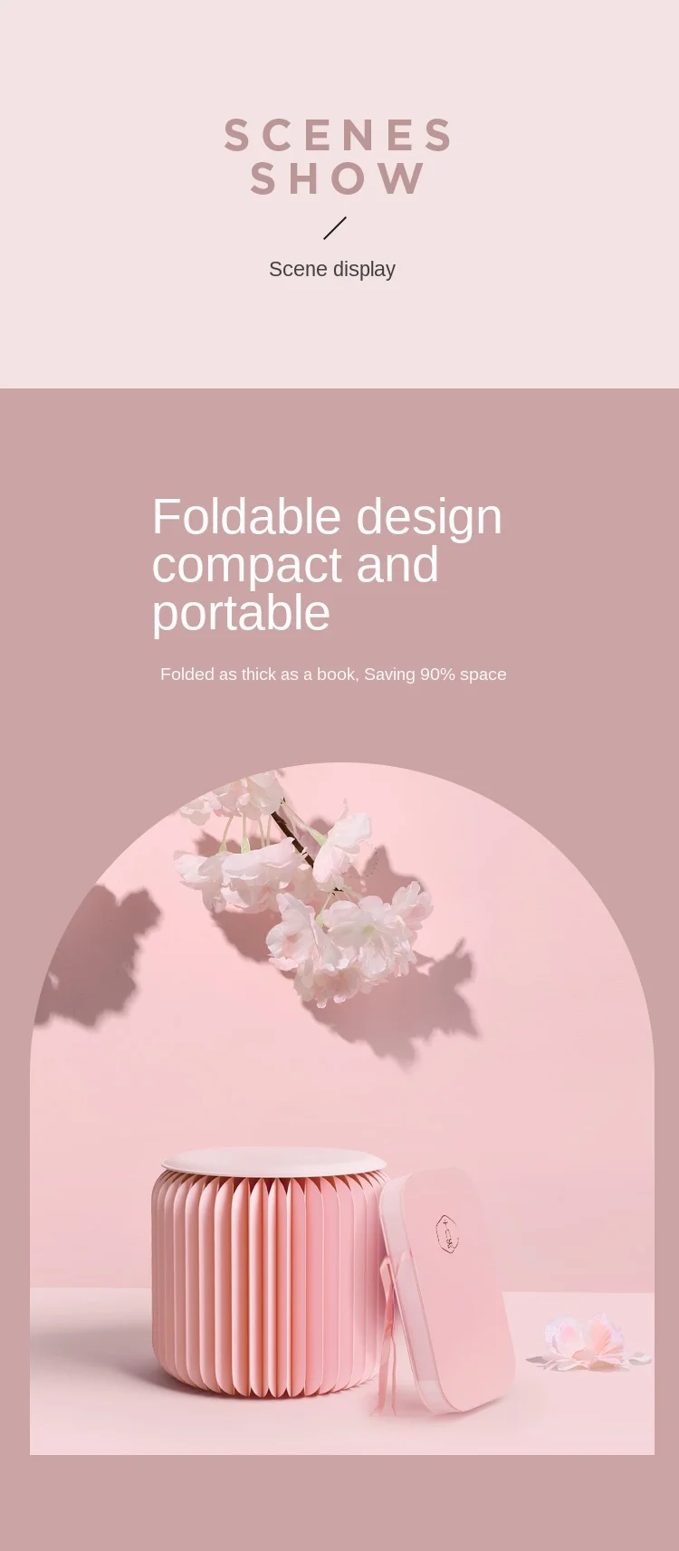 

Cy Small Bench Ins Stool Pink Folding round Short Stool with Leather Cushion Stylish Teapoy Small Furniture