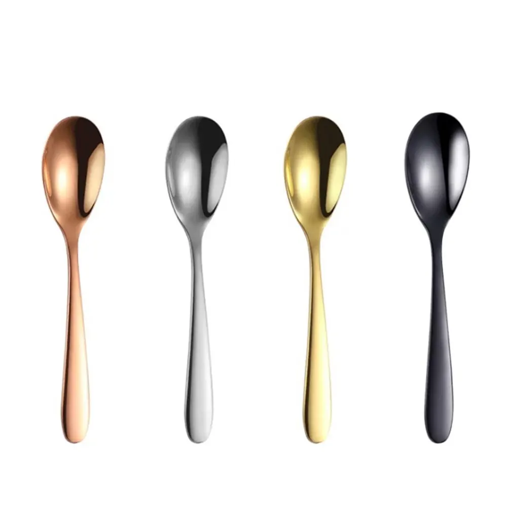 

Coffee Spoons Teaspoons Dessert Ice Cream 304 Stainless Steel Pointed Tail Titanium Plating Small And Cute Reinforced Durable